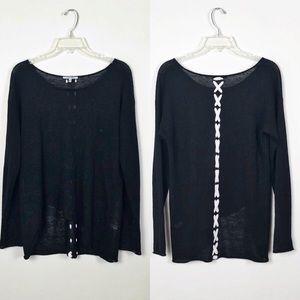 Lisa Todd Linen Asymmetrical Criss Cross Tunic Top